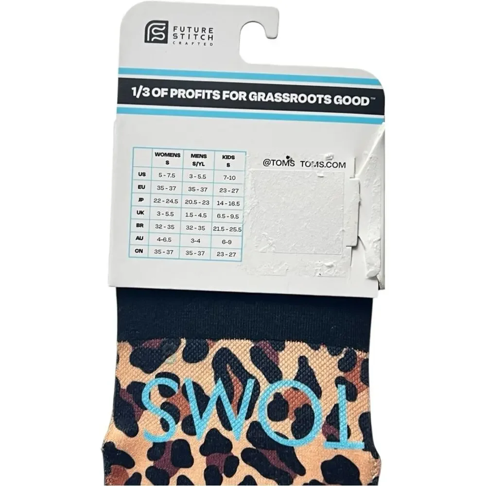 TOMS Animal Print Ultimate  No Show  No Slip Socks Sz S NWT